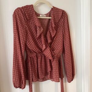 Max Studio Red Floral Blouse